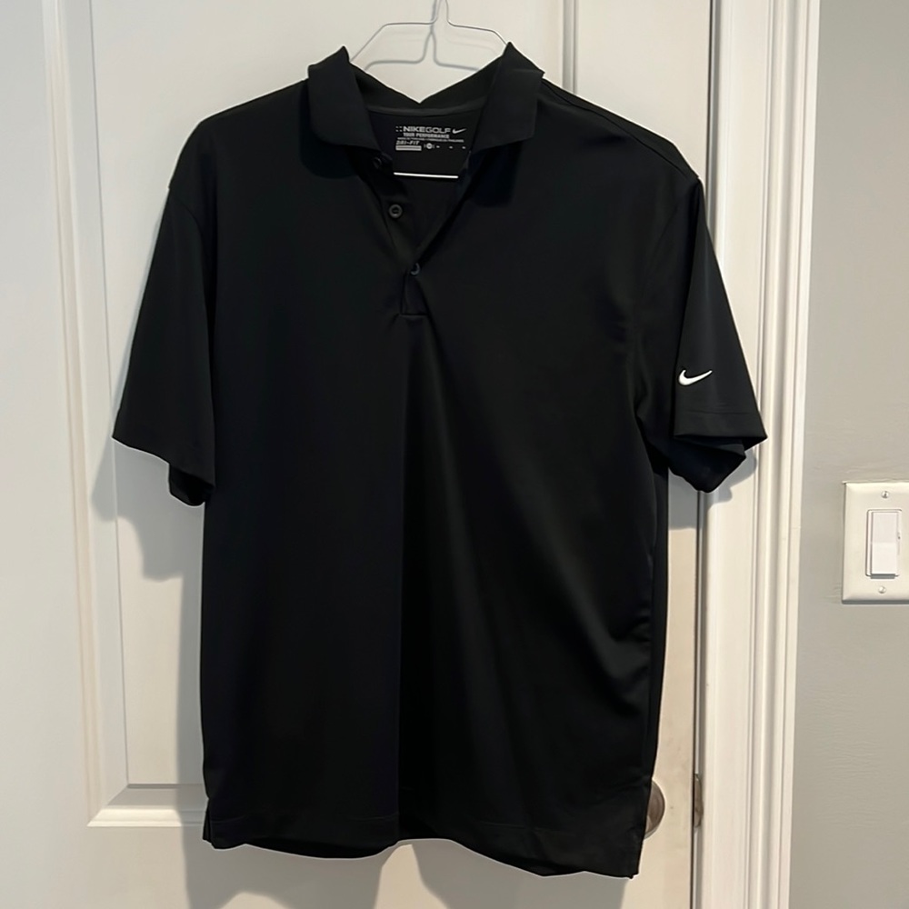 Nike Mens Black Golf Shirt, Size Medium